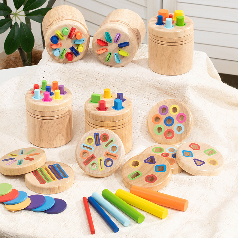 Kids Educational Box - Giocattolo Educativo Montessori in Legno, Barile