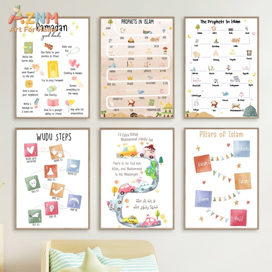 Kids Education Steps - Poster Educativo Islamico per Bambini AZNM,