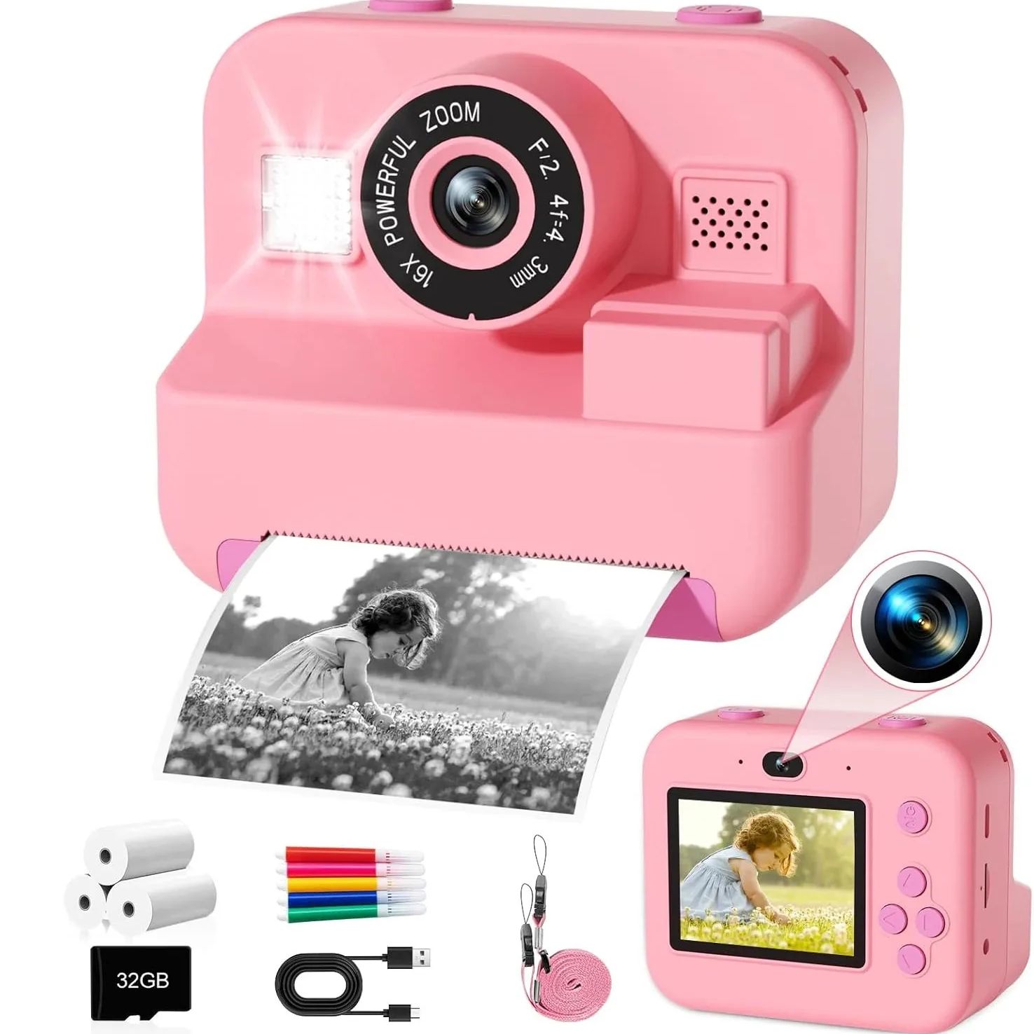 Japanese Kids Education - newInstant Print Camera con scheda 32G
